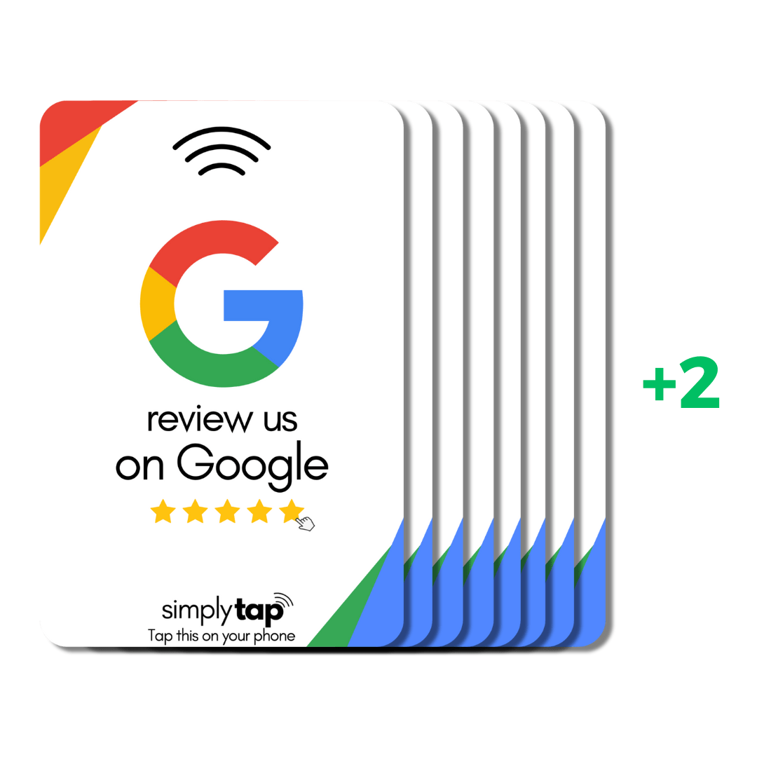 Google Reviews Cards with NFC and Qr Code boosting online business reviews.